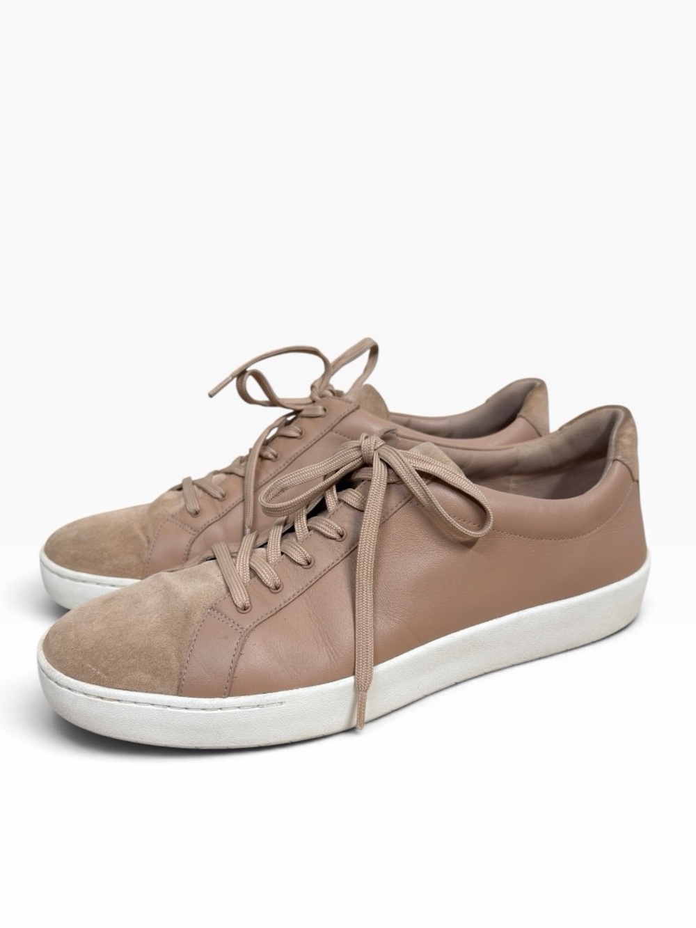 Vince Janna Tan Blush Leather Suede Low Top Sneakers Womens 10 EUR 40 Minimalist